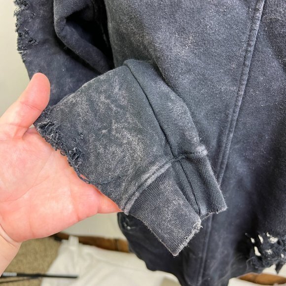 Joe's Jeans Bibiana Pullover XS Black Sweatshirt Distressed Destroyed Holes Used - Picture 5 of 13